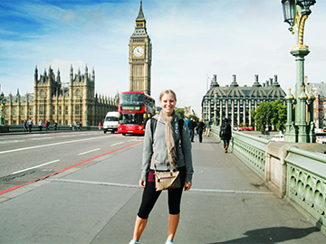 student on westminster bridge, london
