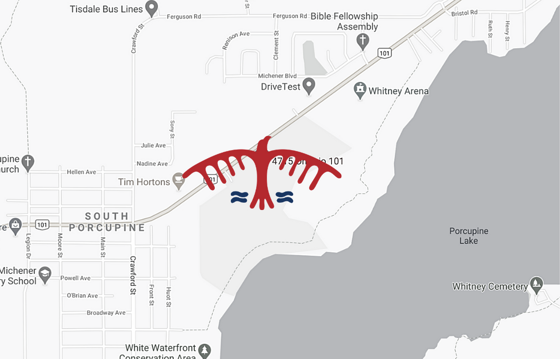 image of thunderbird logo over campus map location