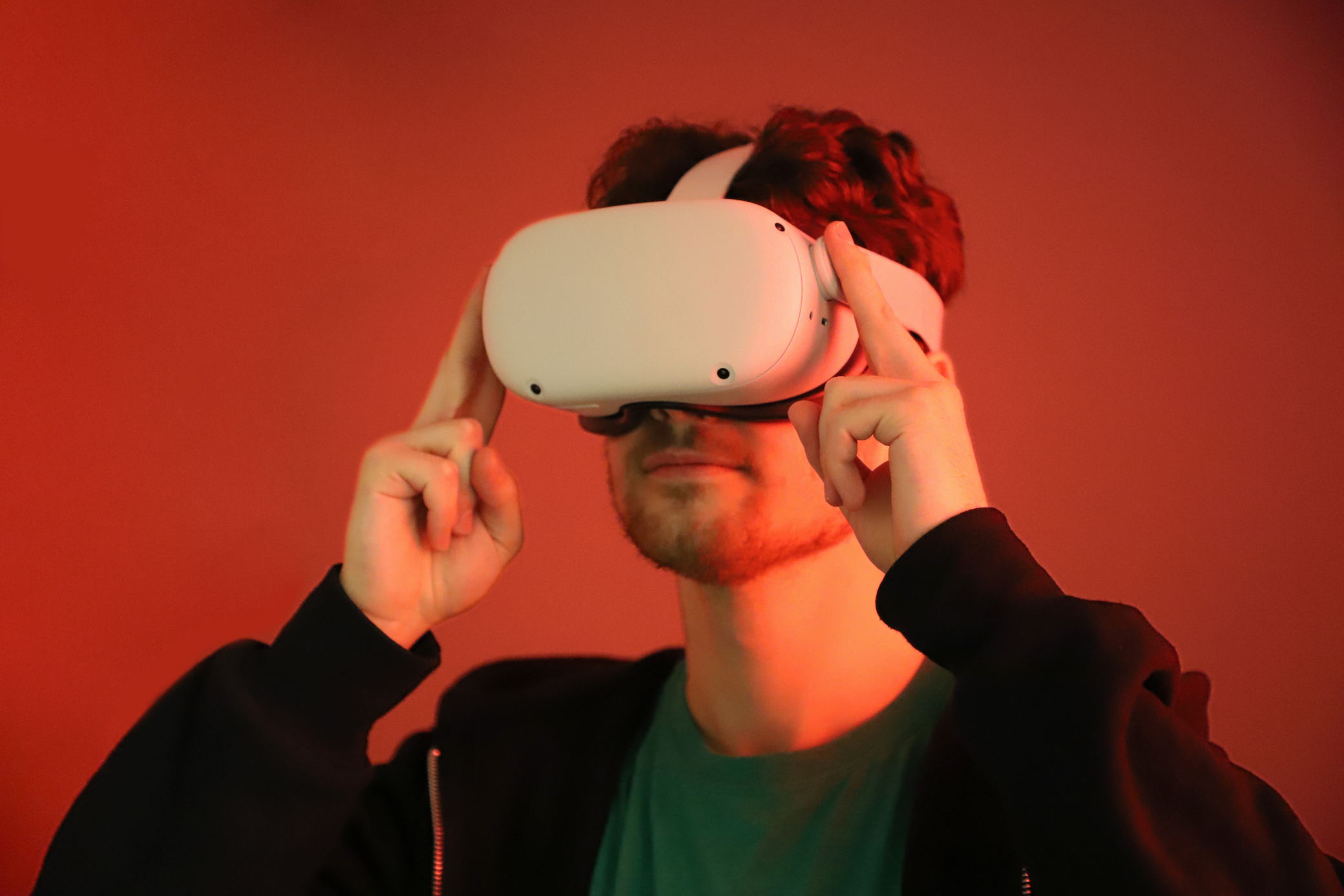 student using VR headset