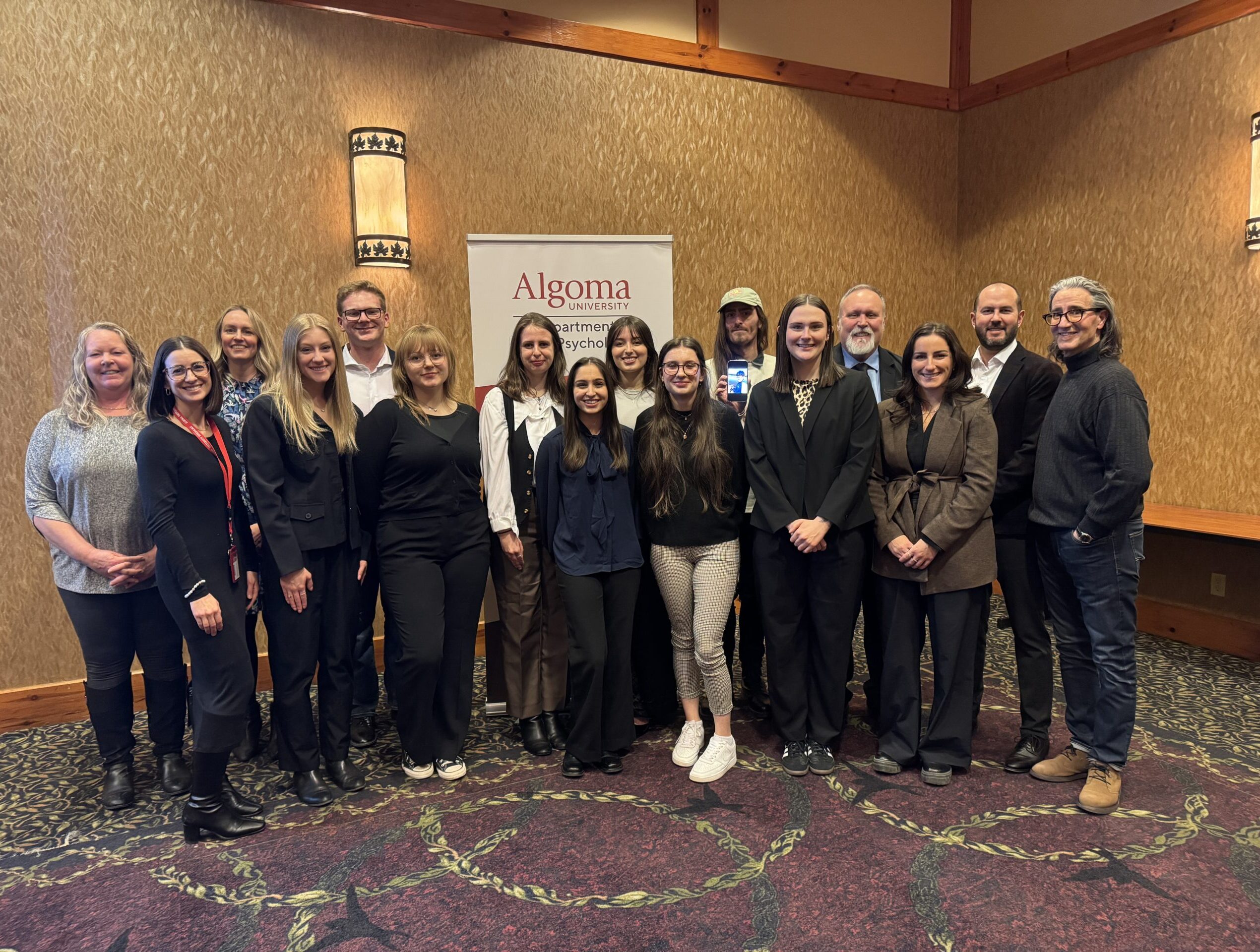 A group photo of Algoma U Faculty of psychology department staff at Thesis Conference